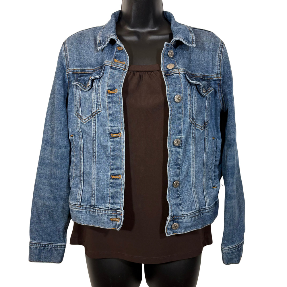 Denim Jacket Blue Trucker Style Stretch Small J.Crew Factory Pockets Jean